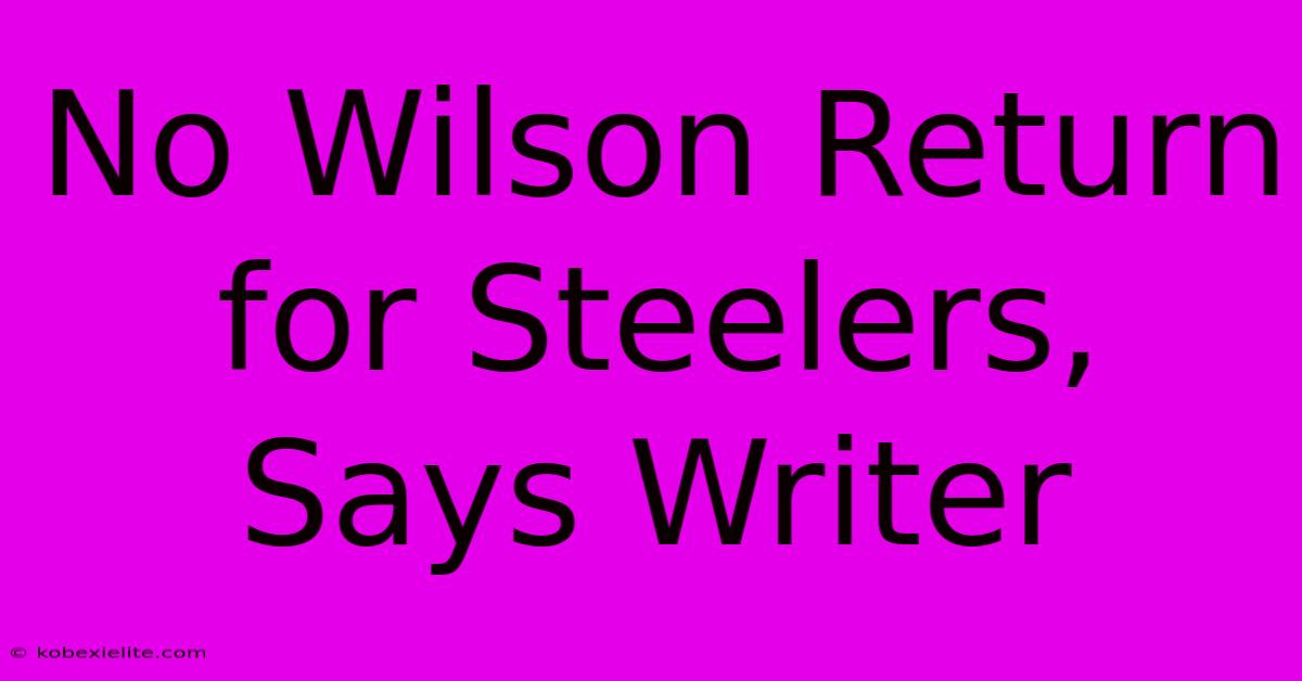 No Wilson Return For Steelers, Says Writer