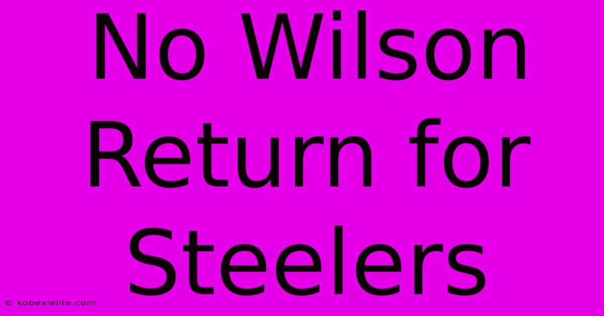 No Wilson Return For Steelers