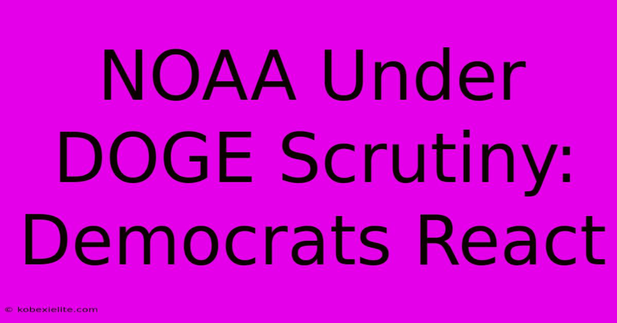 NOAA Under DOGE Scrutiny: Democrats React