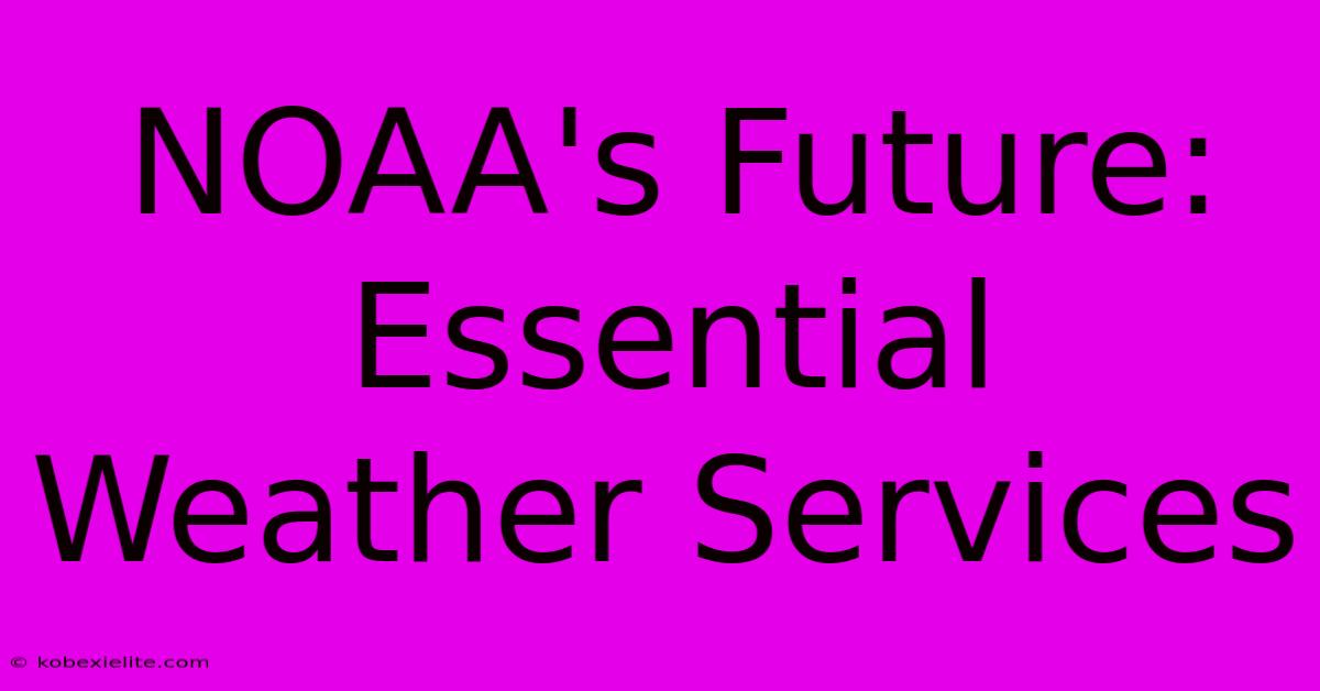 NOAA's Future: Essential Weather Services