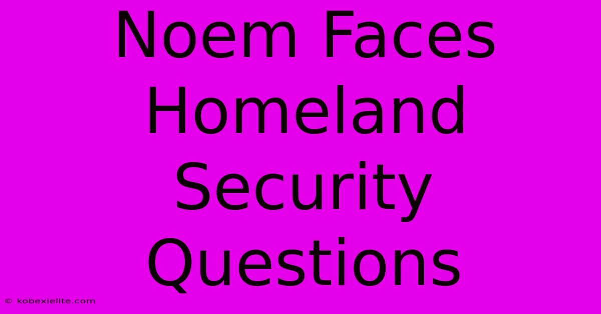 Noem Faces Homeland Security Questions