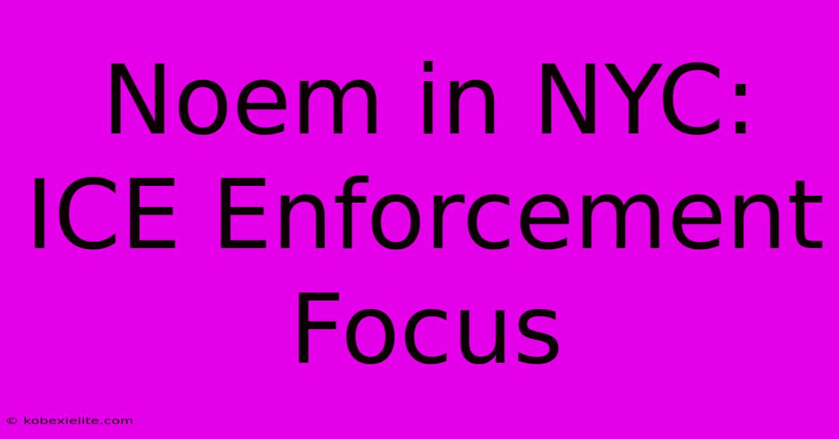 Noem In NYC: ICE Enforcement Focus