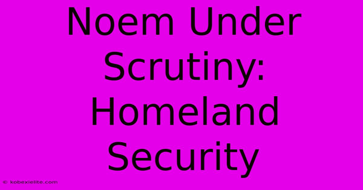 Noem Under Scrutiny: Homeland Security