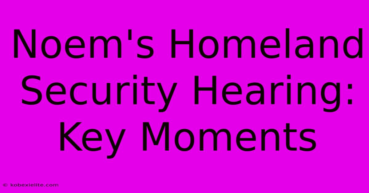 Noem's Homeland Security Hearing: Key Moments