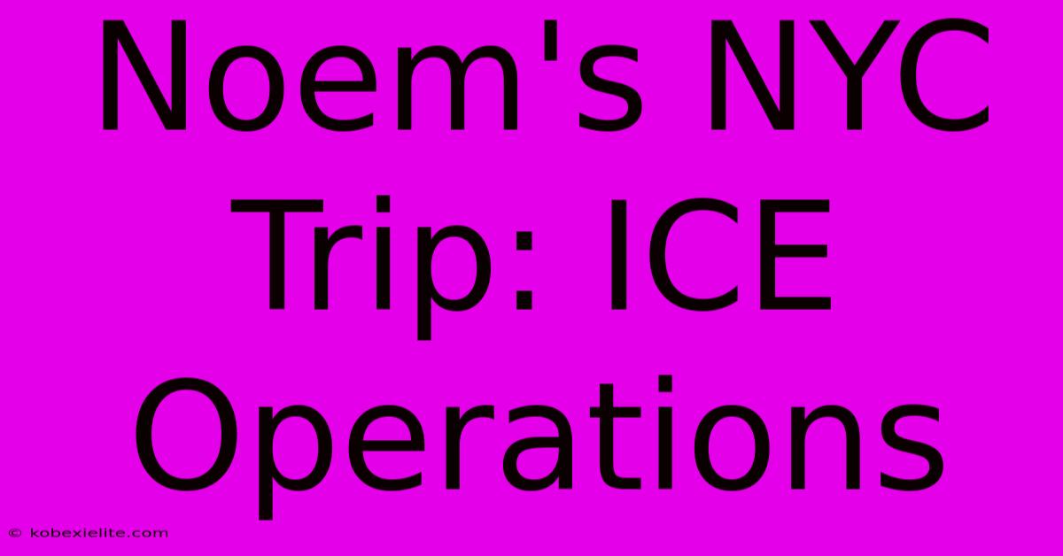 Noem's NYC Trip: ICE Operations