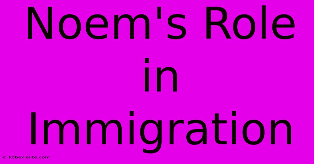 Noem's Role In Immigration