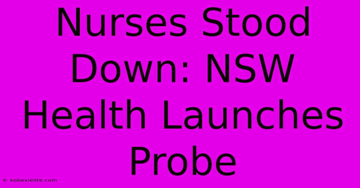 Nurses Stood Down: NSW Health Launches Probe