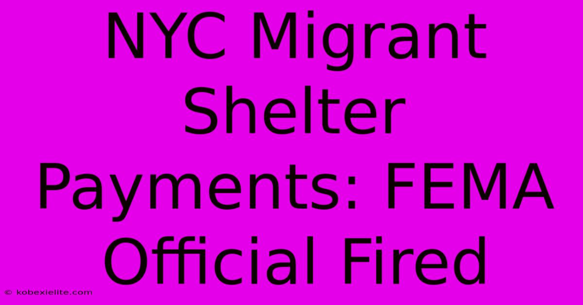 NYC Migrant Shelter Payments: FEMA Official Fired