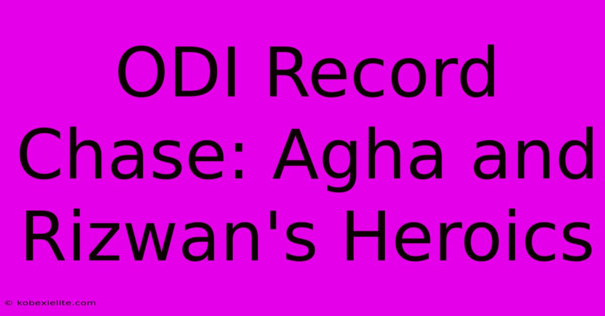 ODI Record Chase: Agha And Rizwan's Heroics