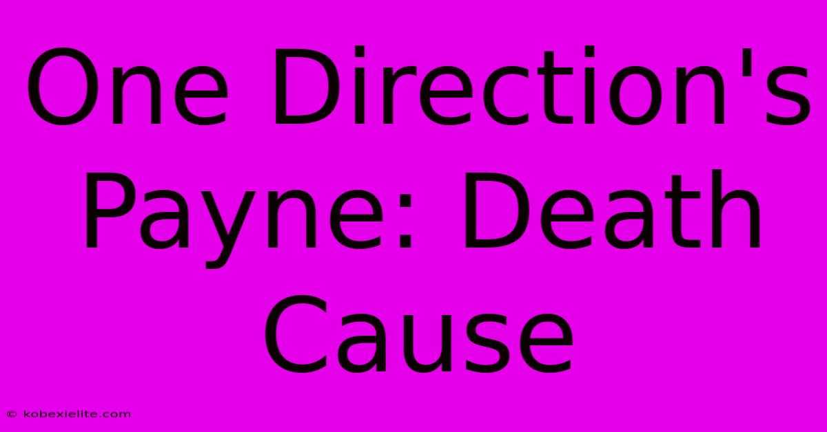 One Direction's Payne: Death Cause