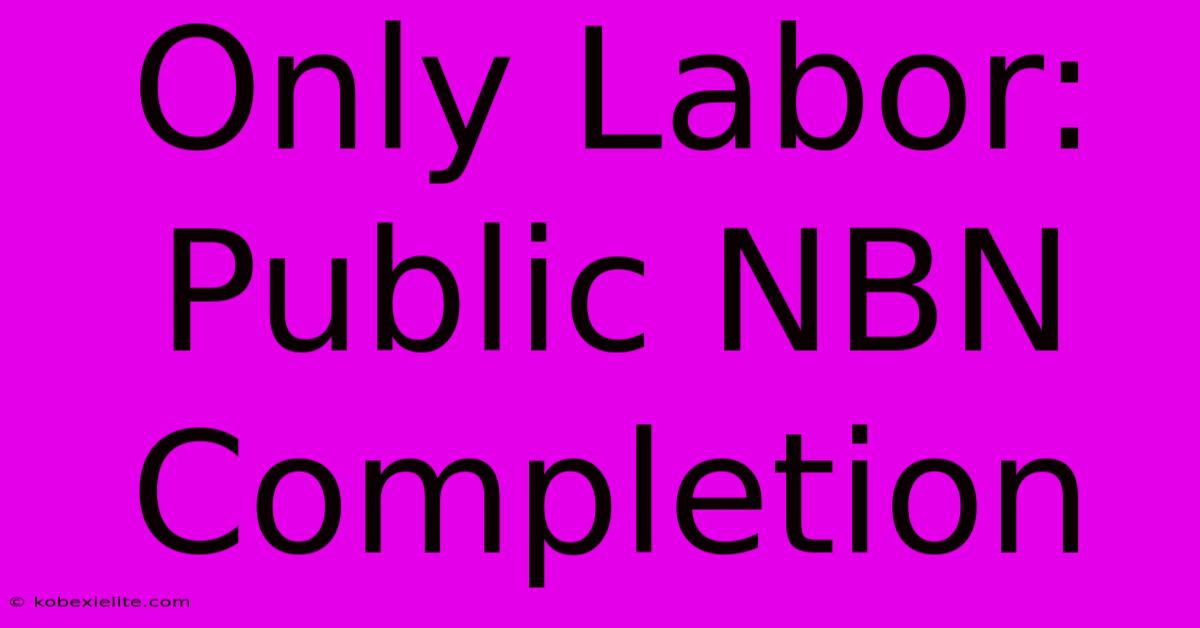 Only Labor: Public NBN Completion