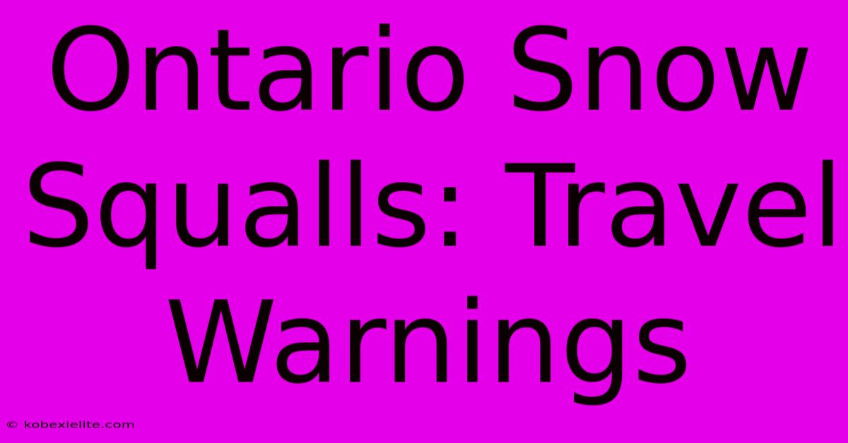 Ontario Snow Squalls: Travel Warnings