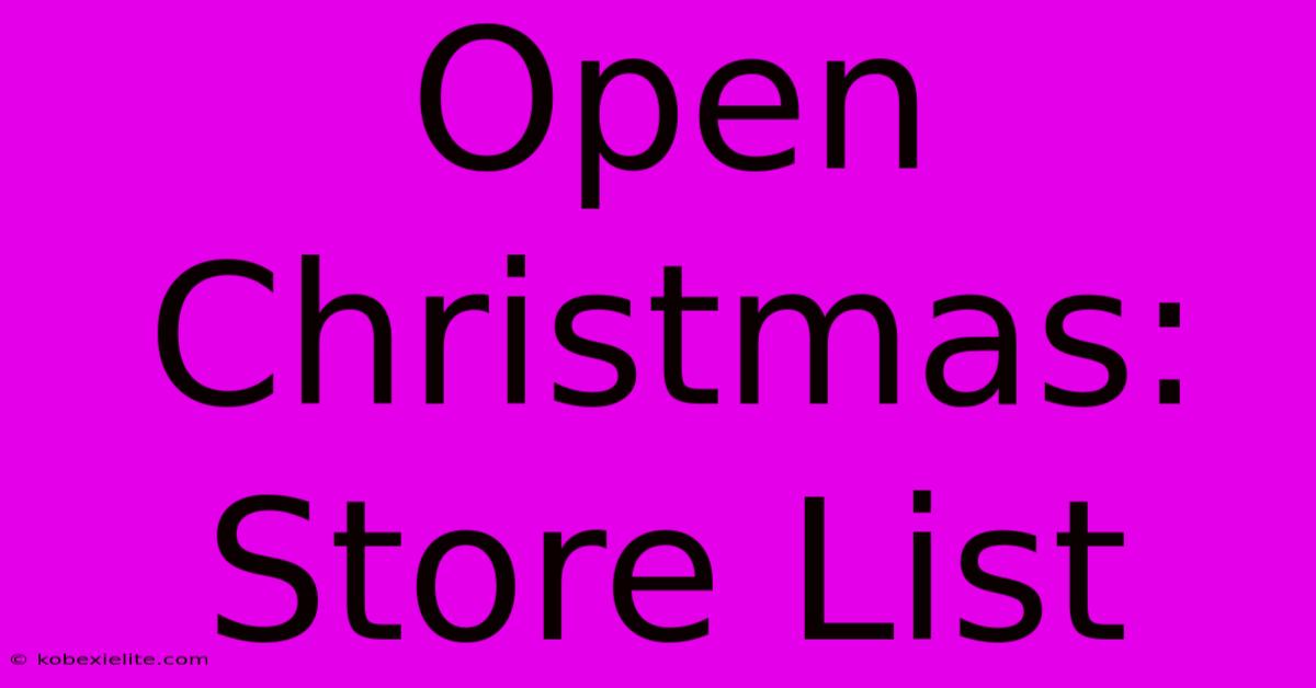 Open Christmas: Store List