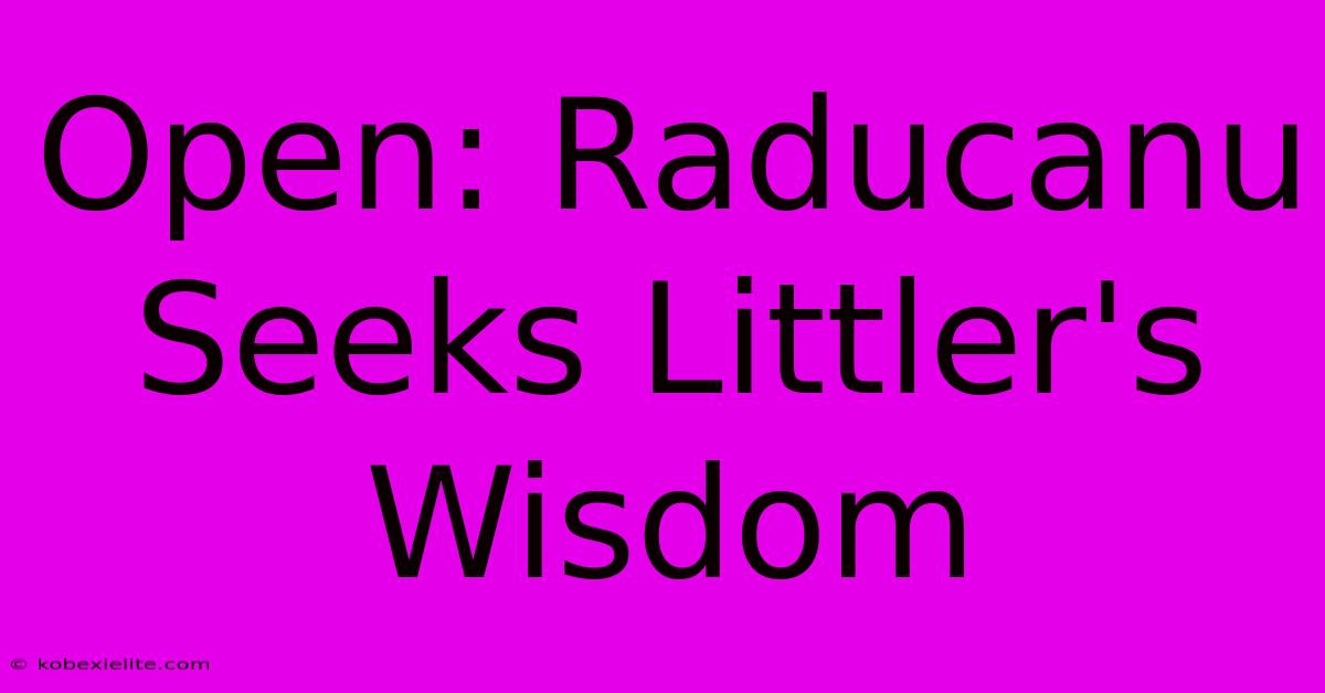 Open: Raducanu Seeks Littler's Wisdom