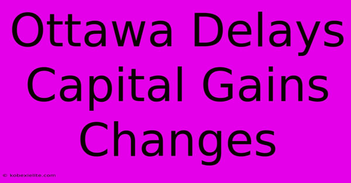 Ottawa Delays Capital Gains Changes