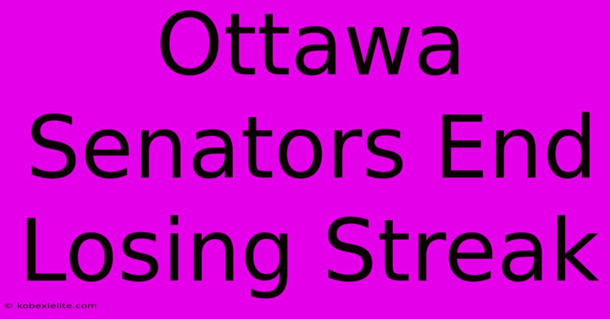 Ottawa Senators End Losing Streak