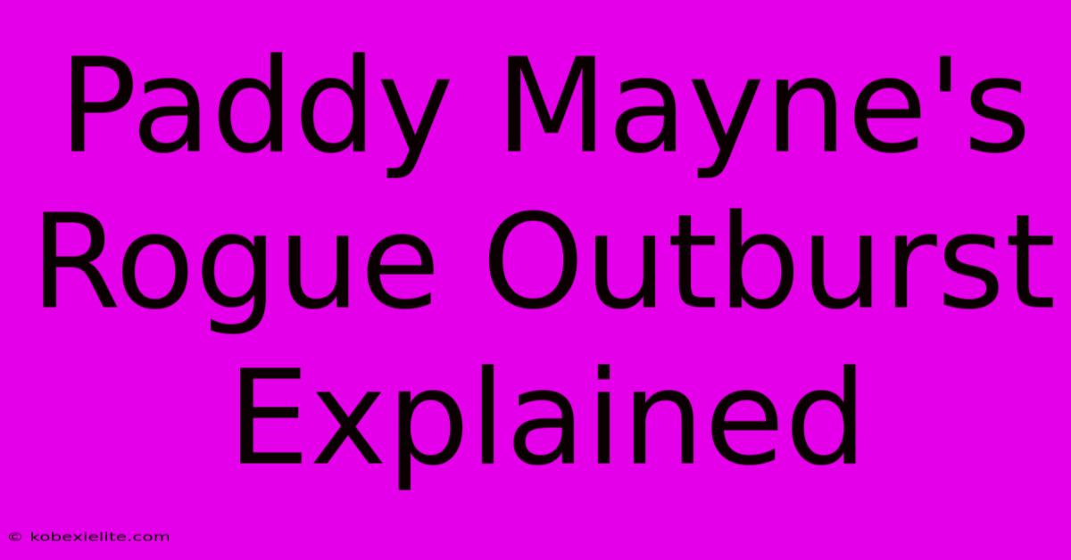 Paddy Mayne's Rogue Outburst Explained