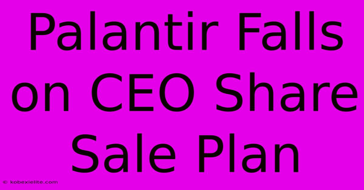 Palantir Falls On CEO Share Sale Plan