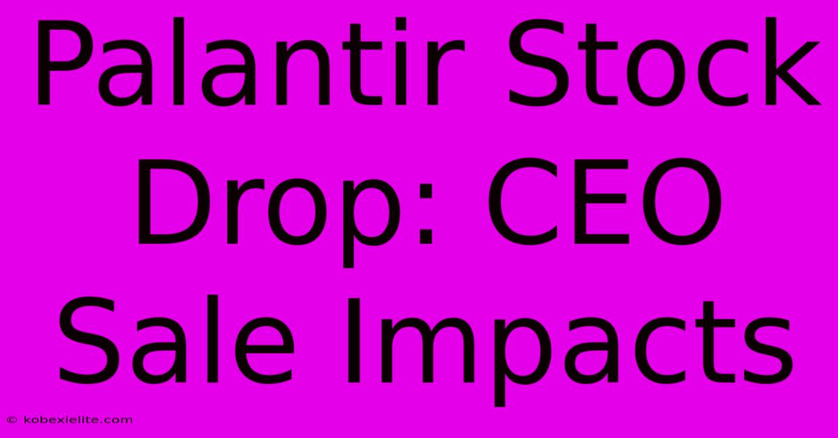 Palantir Stock Drop: CEO Sale Impacts