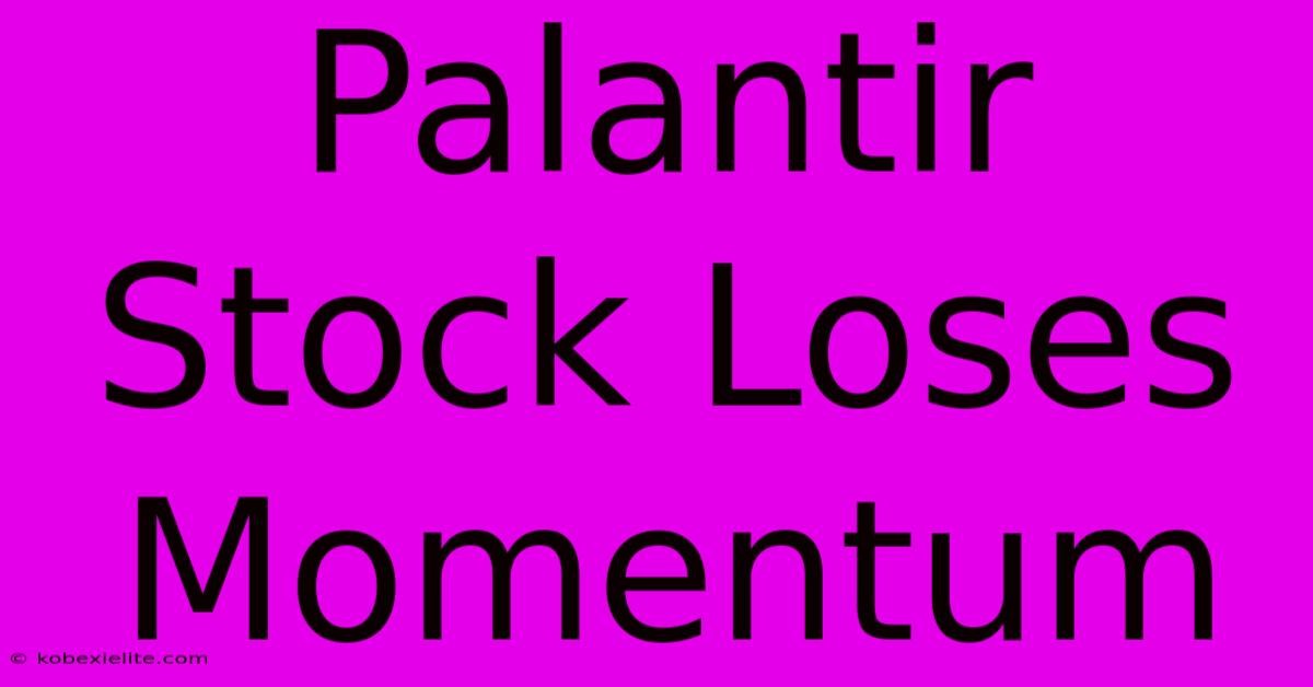 Palantir Stock Loses Momentum