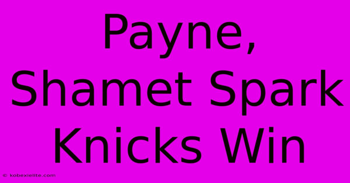 Payne, Shamet Spark Knicks Win