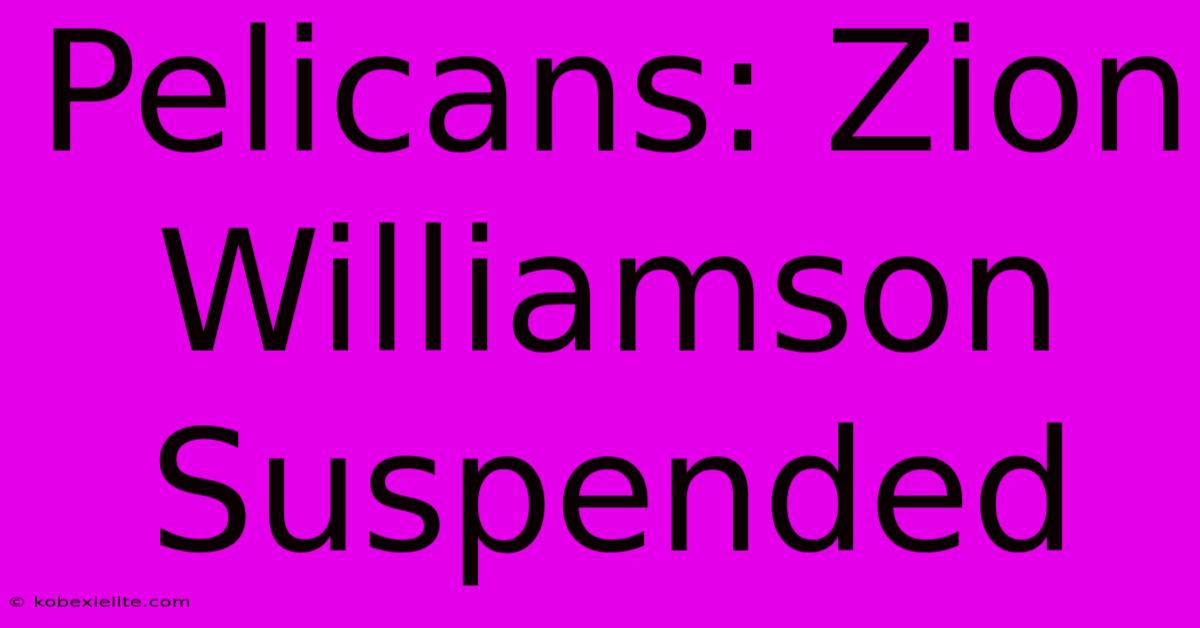 Pelicans: Zion Williamson Suspended