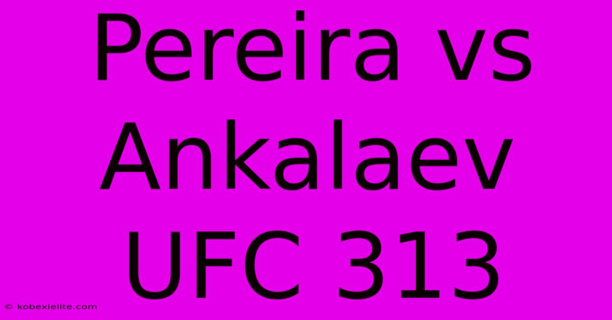 Pereira Vs Ankalaev UFC 313