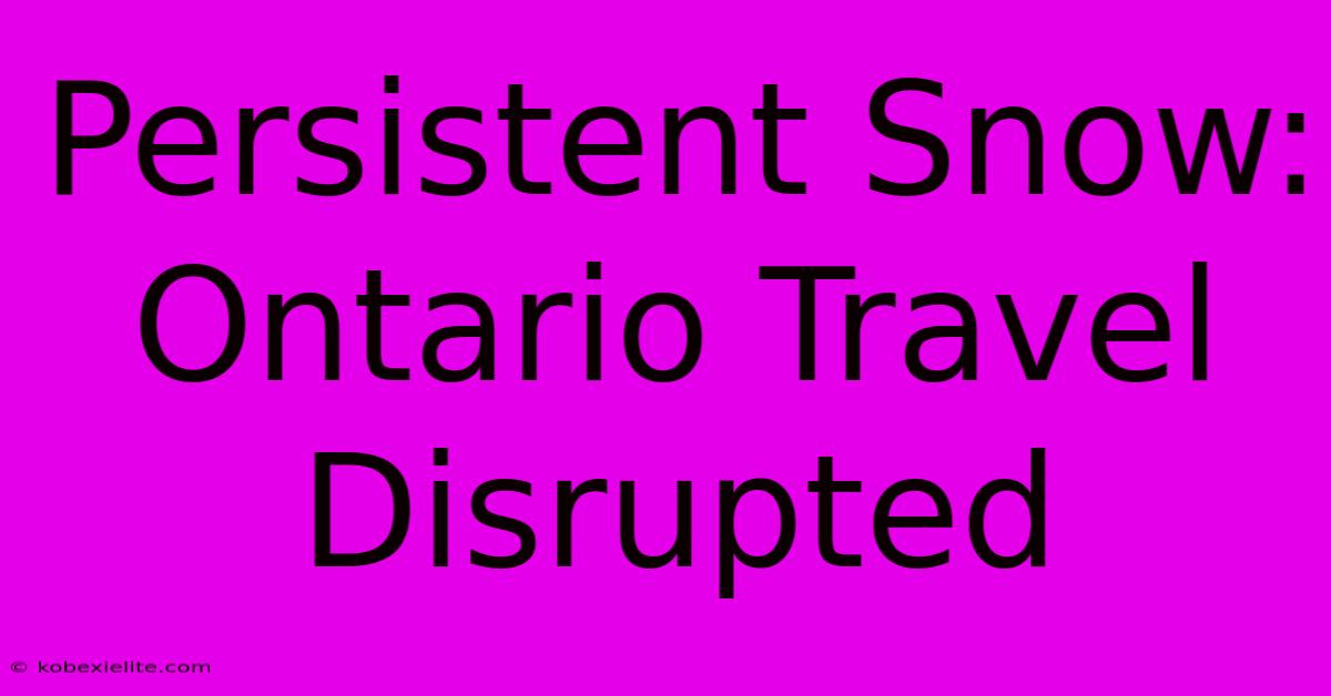 Persistent Snow: Ontario Travel Disrupted