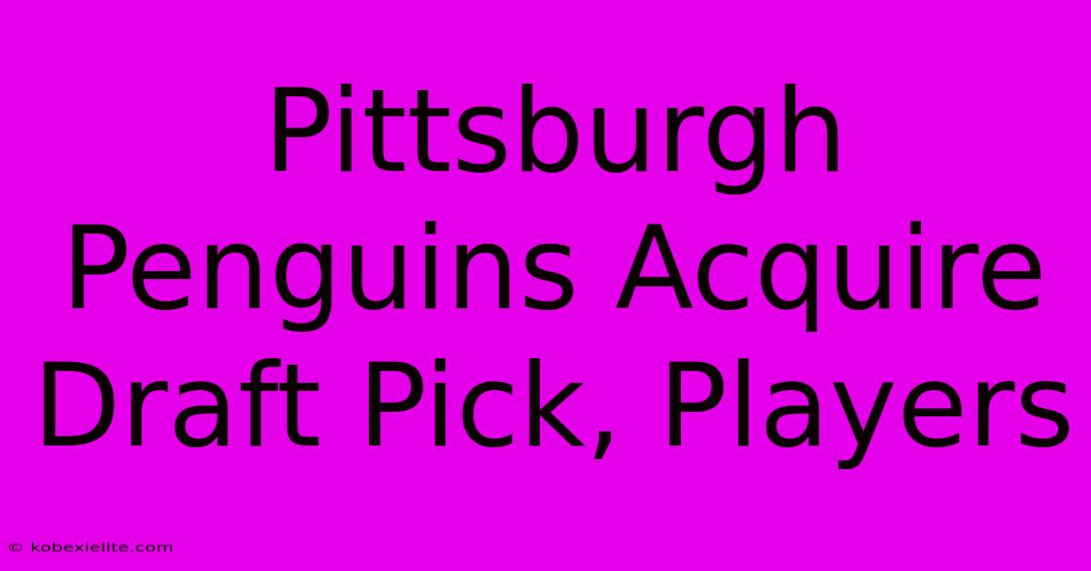 Pittsburgh Penguins Acquire Draft Pick, Players