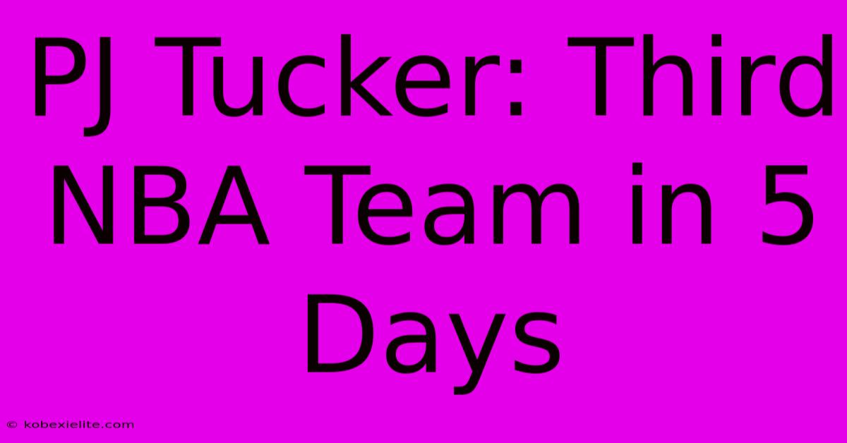 PJ Tucker: Third NBA Team In 5 Days