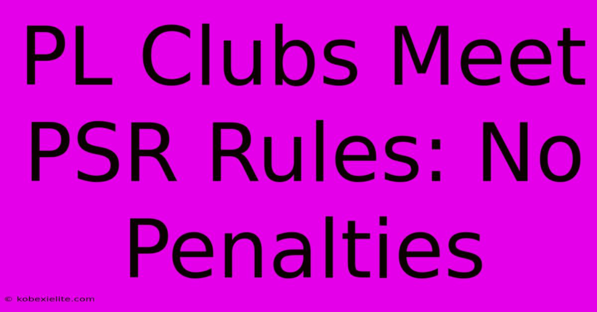 PL Clubs Meet PSR Rules: No Penalties