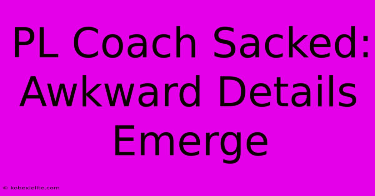 PL Coach Sacked: Awkward Details Emerge