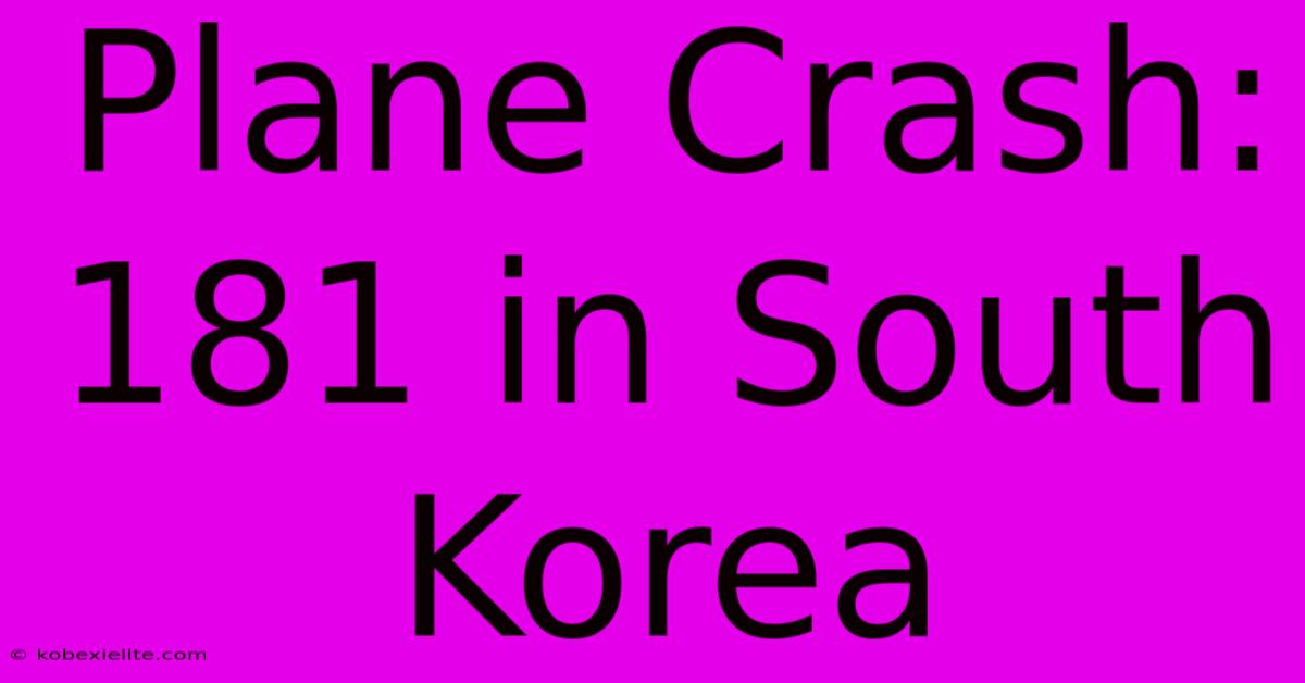 Plane Crash: 181 In South Korea