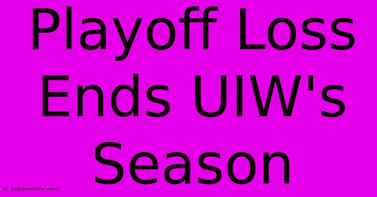 Playoff Loss Ends UIW's Season Playoff Loss Ends UIW's Season