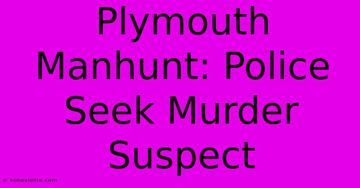 Plymouth Manhunt: Police Seek Murder Suspect