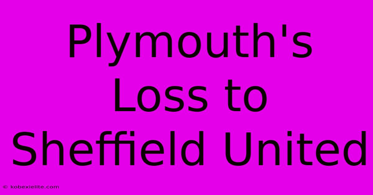Plymouth's Loss To Sheffield United Plymouth's Loss To Sheffield United