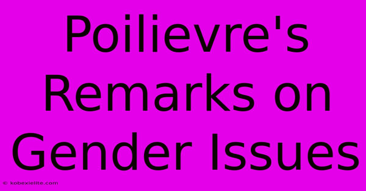 Poilievre's Remarks On Gender Issues