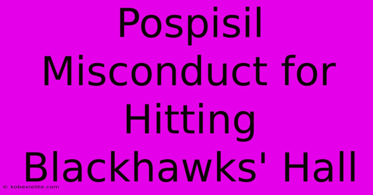 Pospisil Misconduct For Hitting Blackhawks' Hall