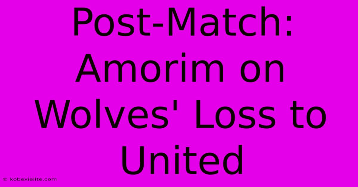 Post-Match: Amorim On Wolves' Loss To United