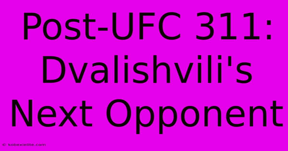 Post-UFC 311: Dvalishvili's Next Opponent