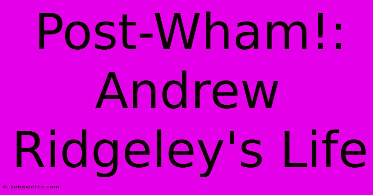 Post-Wham!: Andrew Ridgeley's Life Post-Wham!: Andrew Ridgeley's Life