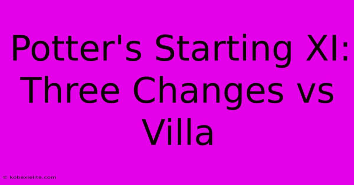 Potter's Starting XI: Three Changes Vs Villa