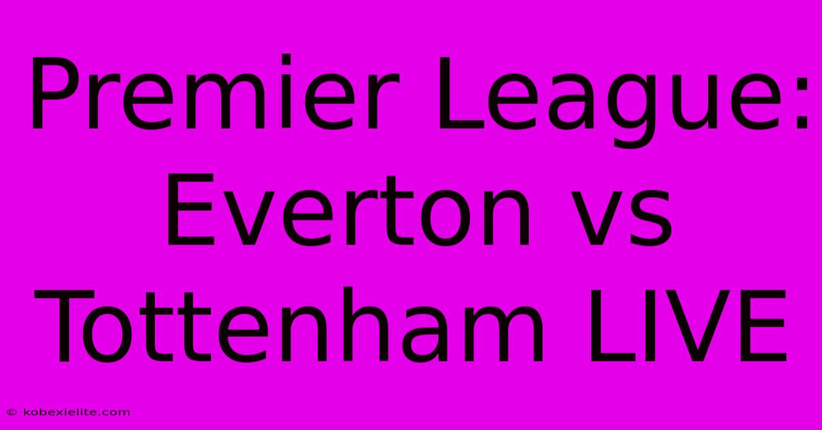 Premier League: Everton Vs Tottenham LIVE