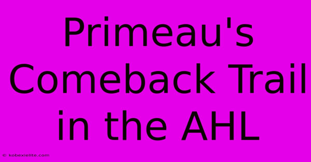 Primeau's Comeback Trail In The AHL