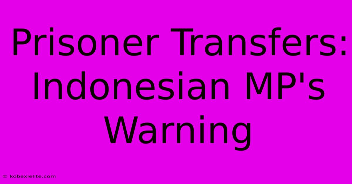 Prisoner Transfers: Indonesian MP's Warning Prisoner Transfers: Indonesian MP's Warning