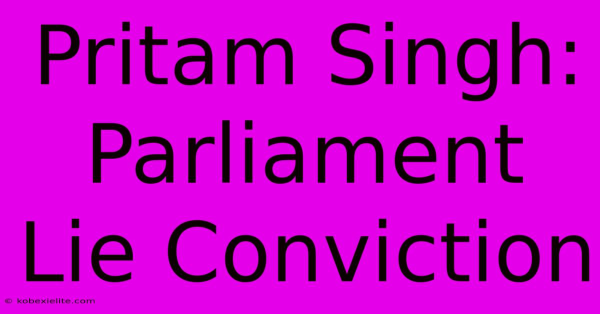 Pritam Singh: Parliament Lie Conviction