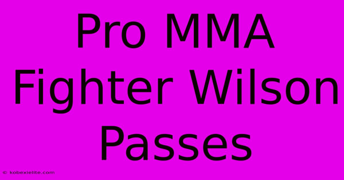 Pro MMA Fighter Wilson Passes