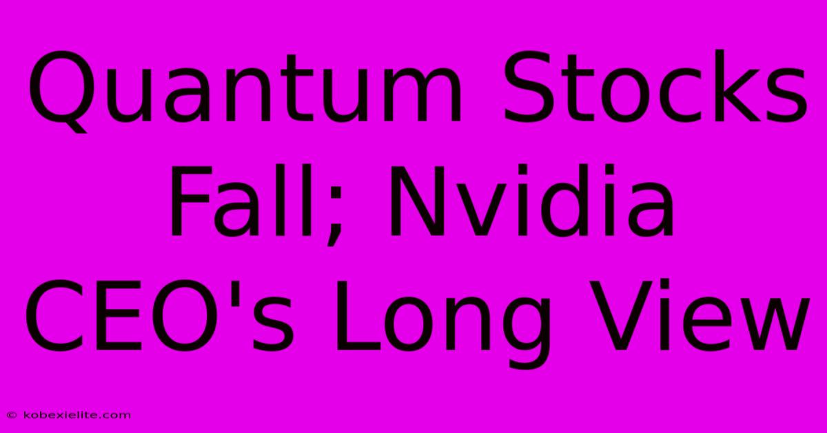 Quantum Stocks Fall; Nvidia CEO's Long View