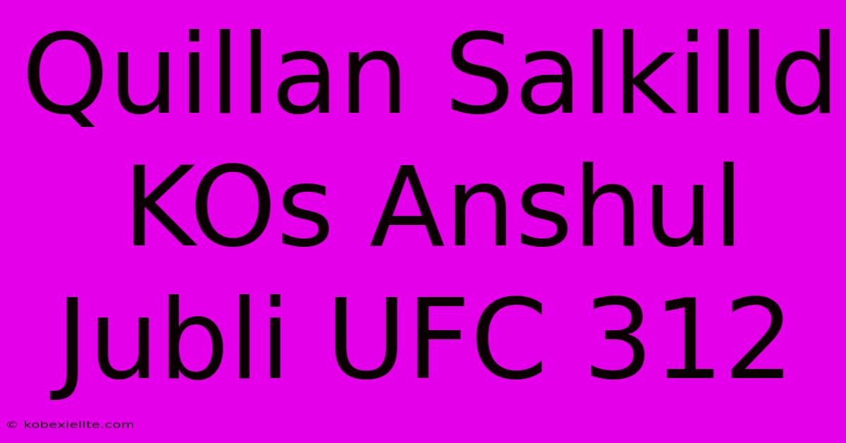 Quillan Salkilld KOs Anshul Jubli UFC 312