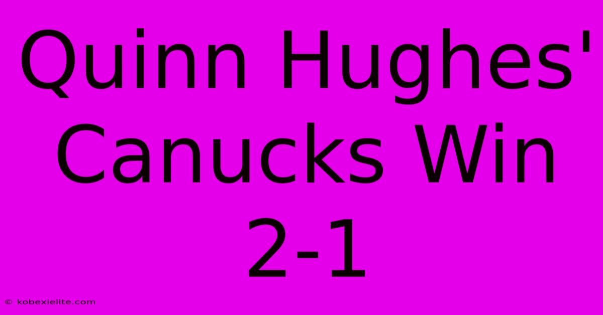 Quinn Hughes' Canucks Win 2-1